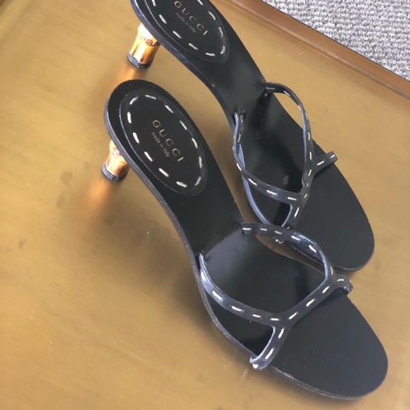 💫GUCCI Black Mules Bamboo Heels 💫 like New - Picture 2 of 6